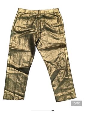 J. Crew Gold Metallic Linen Blend Cropped Pants Size 4